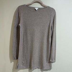 J. Jill Woven Tunic Boatneck Sweater Beige Women's Small Petite